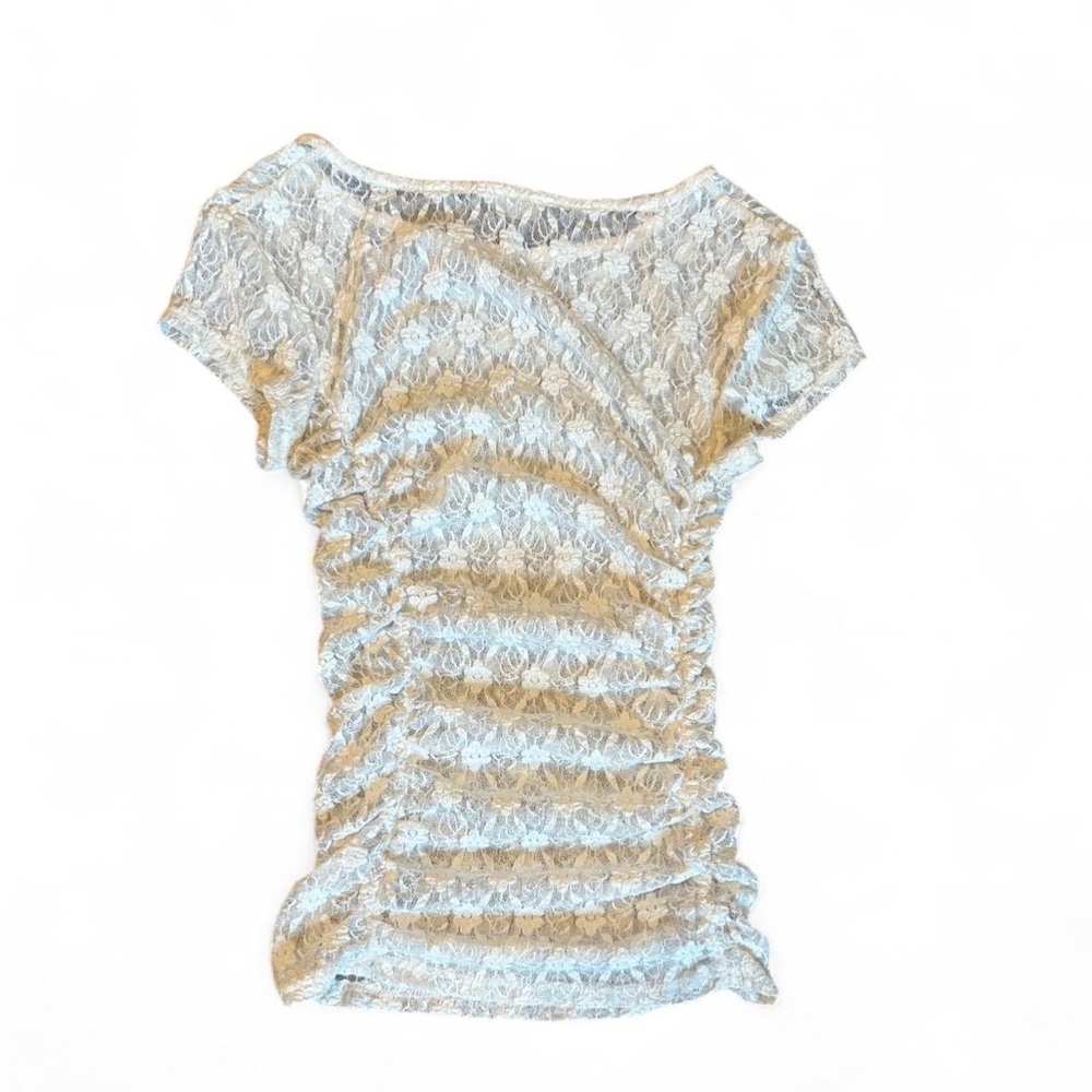 Free People Lace Short Sleeve Top - Cream